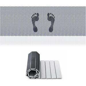 Extra Large Foldable Stone Bath Mat, 60 x 20 Inches, Grey