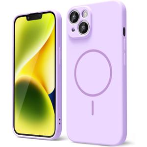 oakxco for iPhone 13 iPhone 14 Case Silicone Mag Safe, Magnetic Slim Thin Phone Case Compatible with Magsafe, Women Girls Cute Girly Aesthetic Soft Rubber Gel Safecase with Camera Cover, Lilac