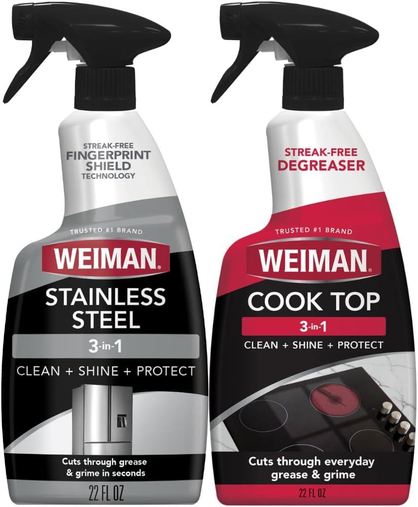 Weiman Stovetop Cleaner & Stainless Steel Cleaner - 22 Ounce - Daily Appliance Kitchen Cleaning Kit