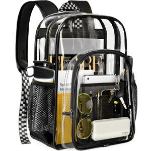 PAMANO Clear Backpack Transparent Heavy Duty School PVC Bookbag See Through Bag Boys and Girls for College Work Travel Security