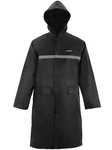 VUVEA Men's rain jackets & ponchos Long raincoats for men and women Waterproof hooded rainwear for adults Lightweight outdoor rain gear Outdoor work Hiking Travel, Black, 3XL