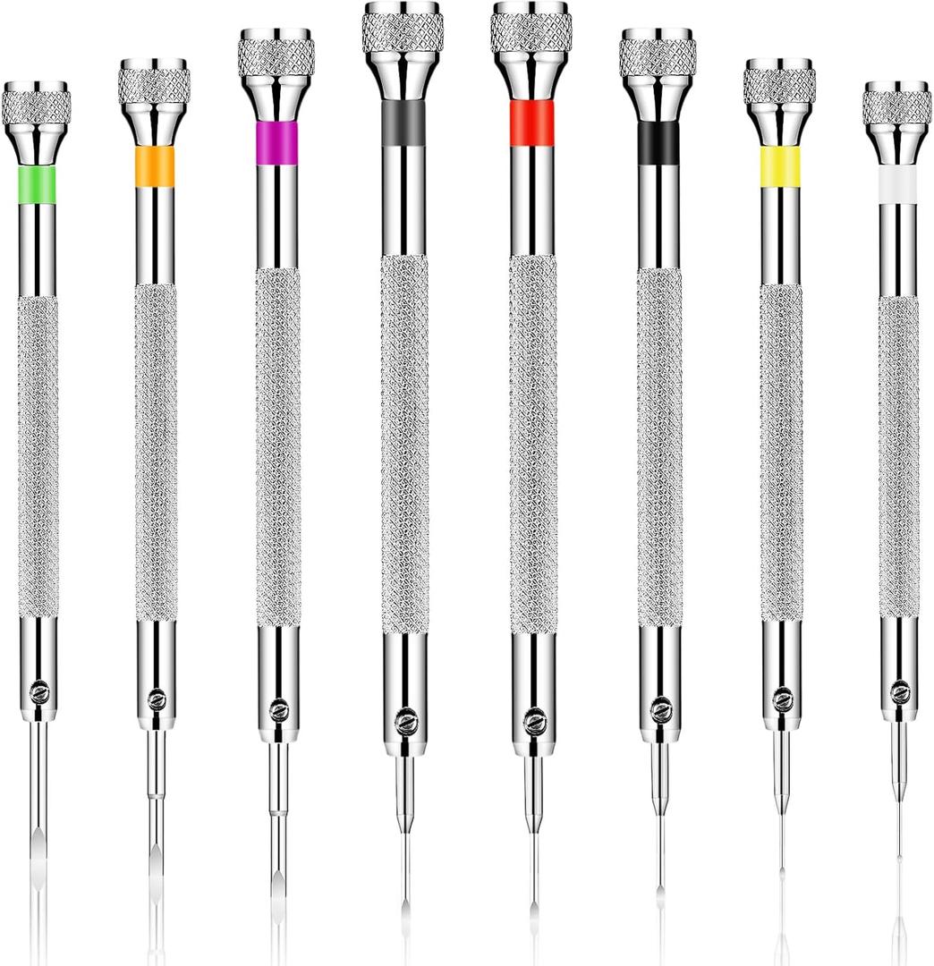 Chumia 8 Pieces Precision Jewelers Screwdriver Set, Micro Watch Repair Screwdriver Set 0.6-2.0 mm for Watch, Eyeglasses, Jewelry Work, Electronics Repair(Flathead)