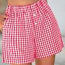 PRETTYGARDEN Womens Shorts Boxers 2025 Summer Gingham Pajama Lounge Sleep Y2K Plaid Pj Shorts Beach Bottoms (Red, S)
