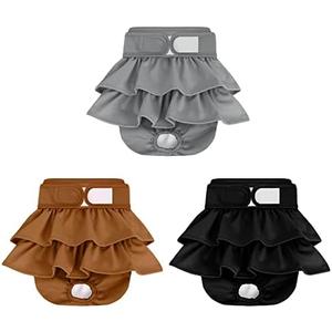 Reusable Dog Diapers, 3 Pack, Washable, Highly Absorbent, Flexible, Leak-Proof, for Dog Period, Heat Incontinence, Potty Training, Large 