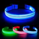 LED Dog Collar, Rechargeable Light Up Dog Collars Glow in The Dark, Adjustable Waterproof Collar Light for Medium Dogs (Blue, M) (M (15.0-19.7inch/ 38-50cm))