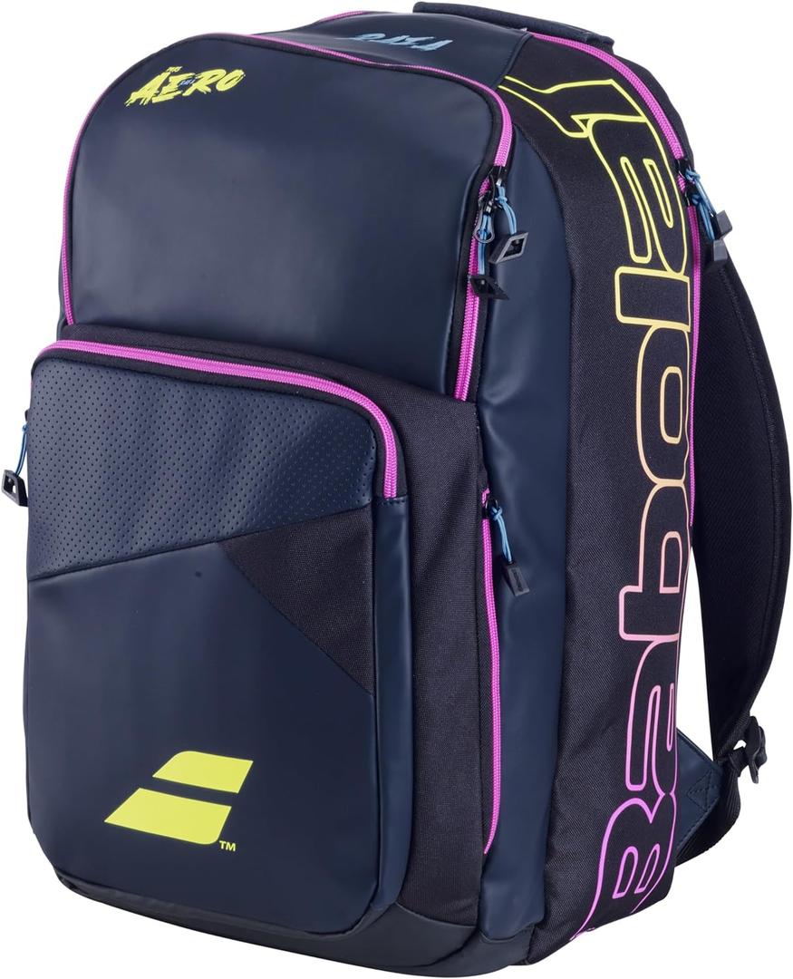 Babolat Pure Aero Rafa Tennis Backpack (Dark Navy/Yellow/Pink)