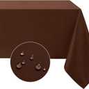 Softalker Rectangle Tablecloth, Waterproof & Stain Resistant Table Cloths Wrinkle Free Fabric Washable 210GSM Polyester Table Cover for Dining/Party/Outdoor - 90 x 132 inch,Chocolate