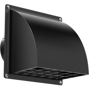 4 Inch Dryer Vent Cover Outside, HG Power Metal Exterior Vent Cover with Removable Screen & Cushioned Non-Return Flap, Air Wall Vent for House, Range Hood, AC, Opening Diameter: 3.81" Black, 4 In[neck Size:3.81in]