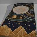 Tapzen Mountain Forest Boho Landscape Moon Stars Tapestry for Bedroom & Living Room (60 x 40 inches) (Black)