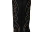WIRALOMI Cowboy Boots for Women Knee High Cowgirl Boots with Embroidered Chunky Heel Western Tall Boots (9, Black)
