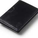 FOXHACKLE Leather Credit Card Holder Wallet for Men and Women, Thin Bifold RFID Blocking Wallet, Slim Front Pocket Minimalist Wallet, Small Card Case (Black)