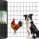 AMAGABELI GARDEN & HOME Black PVC Vinyl Coated Welded Wire Fence 24inchx50ft 2inchx3inch 16Gauge Garden Border Fencing Roll Metal Wire Mesh for Chicken Plant Vegetable Protection Poultry Dog Netting