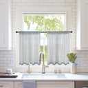 MIULEE Short Sheer Curtains 30 Inch Length for Kitchen Bathroom Cafe Half Window Treatment, Rod Pocket Tier Curtains 2 Panels, 29x30 Inches Long, Dark Grey