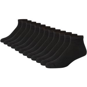 Hanes Men's Double Tough Ankle Socks (12-14, Black - 12 Pack)