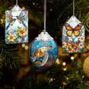 XIAOAIKASet of 3 Stained Glass Style Ornaments, Christmas Tree Hanging Decorations and Acrylic Window Suncatchers, Butterfly, Hummingbird and Sea Turtle Designs, for Women Mom
