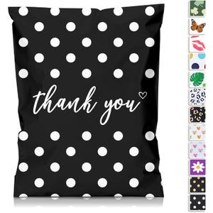 JinRuiKJ Thank You Poly Mailer 10x13 100 Pack - Shipping Bags for Clothing, Strong Thick and Self Adhesive Shipping Envelopes - Cute Packaging Bags for Small Business - White Polka Dots