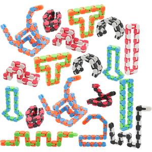18 Pack Wacky Tracks Snap and Click Fidget Toys Finger Sensory Toys, 24 Links Snake Puzzles for Stress Relief, Party Bag Fillers, Party Supplies