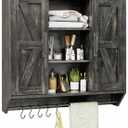 Trironsun Farmhouse Medicine Cabinet 2 Sliding Barn Doors 3 Tier Rustic Wood Wall Storage Cabinet Adjustable Shelf Towel Bar Wall Mounted Bathroom Wall Cabinet (30.71 Inch, Dark Rustic Oak)