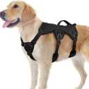 rabbitgoo Escape Proof Dog Harness, Soft Padded Full Body Pet Harness, Reflective Adjustable No Pull Vest with Lift Handle and Leash Clip for Large Dogs Walking Hiking Training, L, Black (Large (Pack of 1))
