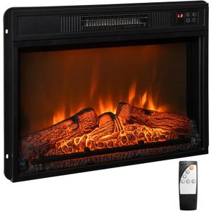 Tangkula 23 inch Electric Fireplace Insert, Recessed Fireplace w/ 3 LED Realistic Flame Effects, Remote Control, 30 Min to 6H Timer, Overheat Protection, 1400W Faux Fireplace for Bedroom Home