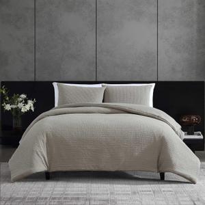 Vera Wang - King Comforter Set, Premium Cotton Bedding Set with Matching Shams, Chic Room Essentials, Oeko-Tex Certified (Puckered Texture Grey, King)
