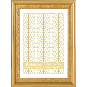 VIOLABBEY 5x7 Gold Picture Frame, Display 4x6 Photo with Mat or 5x7 without Mat, Ornate Vintage 5 x 7 Gold Frame for Wall Decor or Tabletop Display