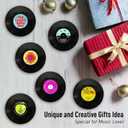 6 x Funny Retro Vinyl Record Coasters, Creative Drink Coasters Set of 6 with Vinyl Record Player Holder for Music Lovers, Housewarming Hostess Gifts, Birthday and White Elephant Gifts Ideas