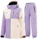GEMYSE Women's Ski Snow Jackets and Pants Set Windproof Waterproof Snowsuit Warm Winter Snowboarding Insulated Coat, Large