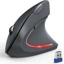 TECKNET Ergonomic Mouse, Wireless Bluetooth Vertical Mouse, 4800 DPI Optical Tracking, 6 Adjustable DPI, Quiet Clicks, 2.4GHz with USB A Receiver, 6 Buttons, Wide Compatibility - Gray