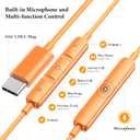 APETOO USB C Headphones for iPhone 17 Pro Max 16 15 Plus iPad USB-C Wired Earbuds with Microphone Volume Control HiFi Stereo Type C Earphones for Galaxy S26/S25/S24/S23/S22 Ultra, Pixel 10 9 8, Orange