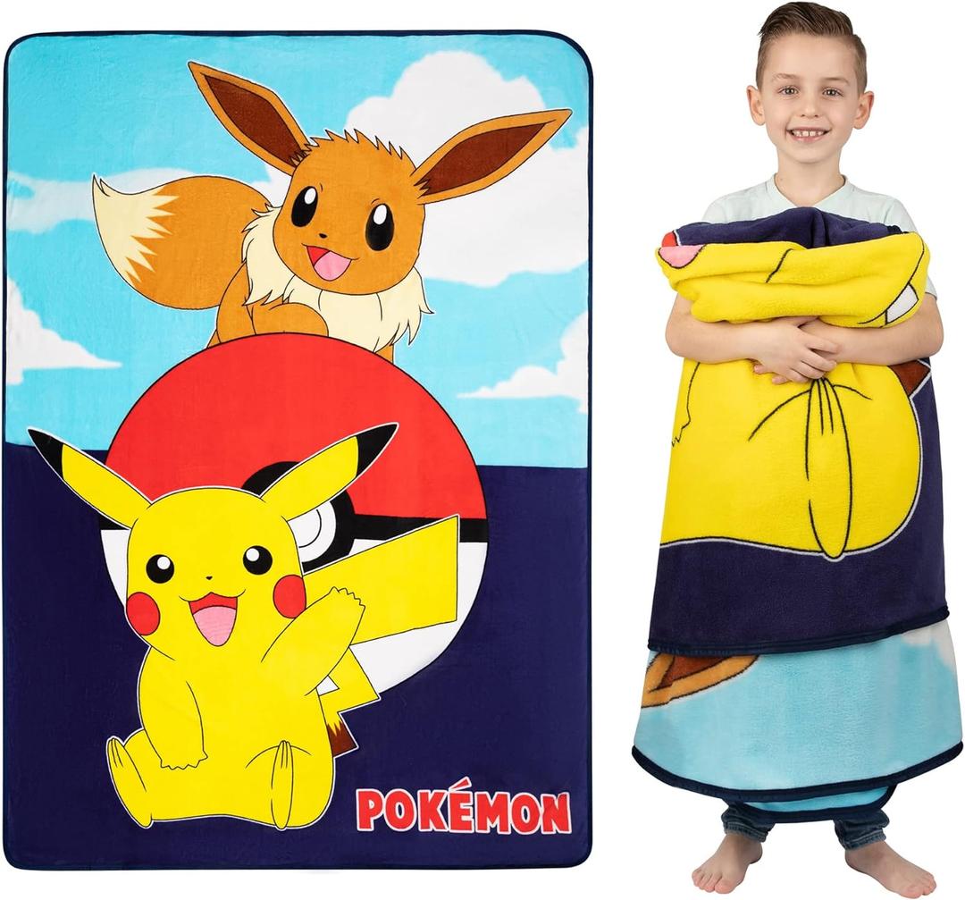 Franco Kids Bedding Super Soft Plush Micro Raschel Blanket, 62 in x 90 in, Pokemon