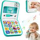 iPlay, iLearn Baby Cell Phone Toy 6-12 Month, Toddler Flip Smartphone Pretend Play Mirror Sound, Kids Music Learning Montessori Travel Game, Infant Fun Birthday Gift 12-18M, Children Boy Girl 1 2 3 Yr