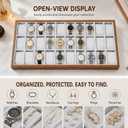 LOYALHEARTDY 30 Grid Watch Jewelry Tray Organizer Wooden Box Organizer Display Tray Watch Bracelet Display Holder with Removable Pillow for Men & Women Storage and Display