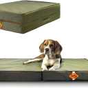 Laifug Foldable Waterproof Dog Bed for Large Dogs - Outdoor Orthopedic Dog Bed with Washable Removable Cover, Pet Mattress with Handles, Army Green, (36 x 27 x 3.5, inches)