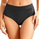 Tempt Me Women Mid Waist Bikini Bottoms - Full Coverage Bathing Suit Swim Bottom Swimsuit Swimwear, Size M
