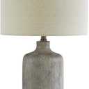 Signature Design by Ashley Linus Modern 25" Ceramic Table Lamp, Natural Stone Finish (Antique black)