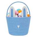CubesLand Blue Easter Baskets for Easter Eggs Hunt, Boys Easter Basket Lovely Bunny Basket Colorful Woven Basket First Easter Gifts for Boys Babies Kids Children 9.8 x 7.8 x 7.8”