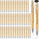 50 PCS Bamboo Pens Bulk Wooden Bamboo Pens Engraving Wooden Ballpoint Pen Gift Pen Bulk (Inscribed with text)