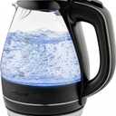 OVENTE Electric Kettle, 1.5L Borosilicate Glass Countertop Water Heater and Boiler for Coffee or Tea, BPA-Free, Auto Shut-Off, Boil-Dry Protection, Removable and Washable Spout Filter, Black KG83B