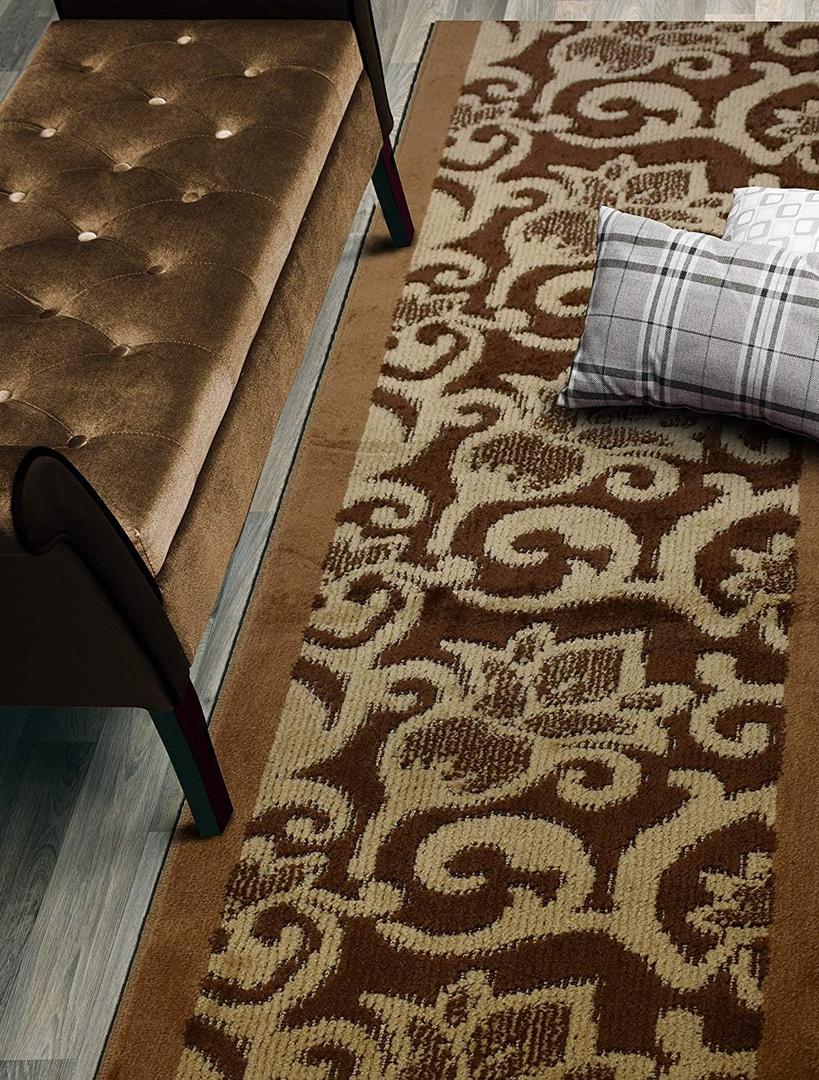 Custom Cut Hallway Runner Rug, Slip Resistant, 31 Inch Wide X Your Choice of Length, Lily Brown, 31 Inch X 9 feet