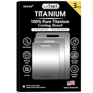 3-Pack Titanium Cutting Boards for Kitchen, Non-Slip & Double-Sided Design, 100% Pure Titanium Food-Grade Non Toxic Cutting Board, Knife-Friendly, Dishwasher Safe