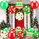 Jetec 18 Pcs 16 Inch Giant Inflatable Christmas Ball PVC Hanging Decorated Christmas Inflatables Indoor Outdoor Xmas Ornaments for Tree Yard Lawn Porch Holiday Festive Decorations (Polka Style)