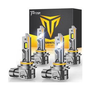 9005 9006 Light Bulbs Combo, 100,000LM 12X Ultra Bright, 6500K Cool White, 1:1 Mini Size 9005 HB3 & 9006 HB4 Fog Light Only Fog for Rain Light with Cooling Fan, Plug N Play, Pack of 4