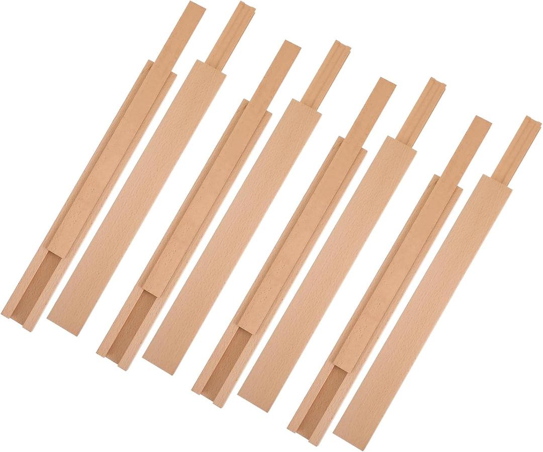 Wood Drawer Slides 8PCS 16 Inch Wooden Drawer Rails Classic Wood Center Guide Track with Slide Glides, Replacement Inforcement Part