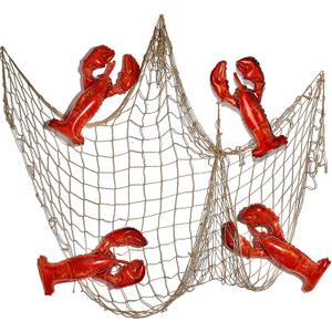 Silipull 5 Pcs Crawfish Balloons Decorative Fishing Net Set Lobster Foil Balloons Crawfish Boil Party Supplies for Under The Sea Animal Pirate Birthday Party Decorations