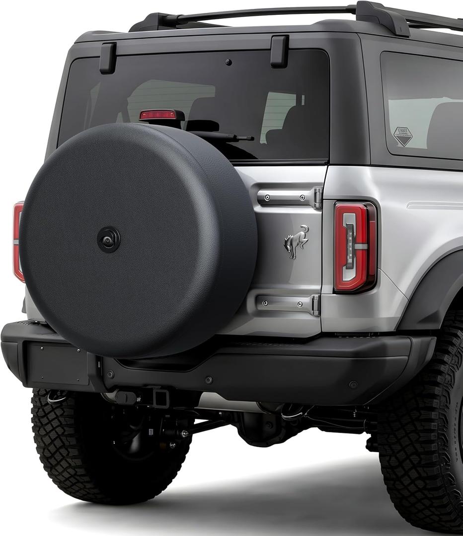 32" Soft Black Tire Cover - Ideal Compatible with Ford Bronco(Big Bend/Black Diamond/Outer Banks/Badlands) 2021-2025 with Backup Camera