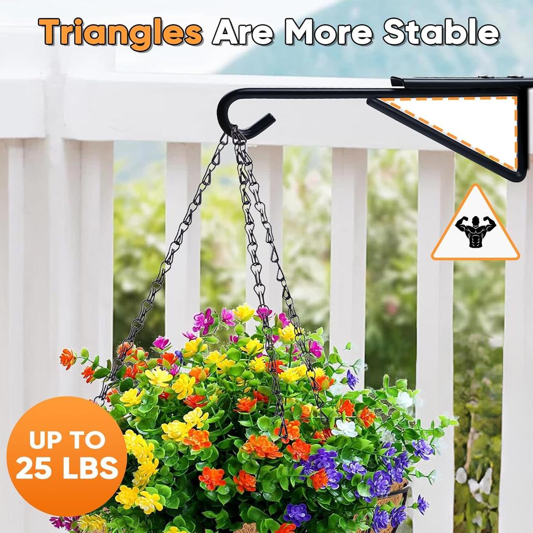 2Pack Adjustable Vinyl Fence Hooks Fit Fence Widths 0.75-3 Inch, Heavy Duty Vinyl Fence Plant Hangers for Hanging Plant Bird Feeders, Lights, Basket Over the Fence Hanger for Hanging Plant Outdoor