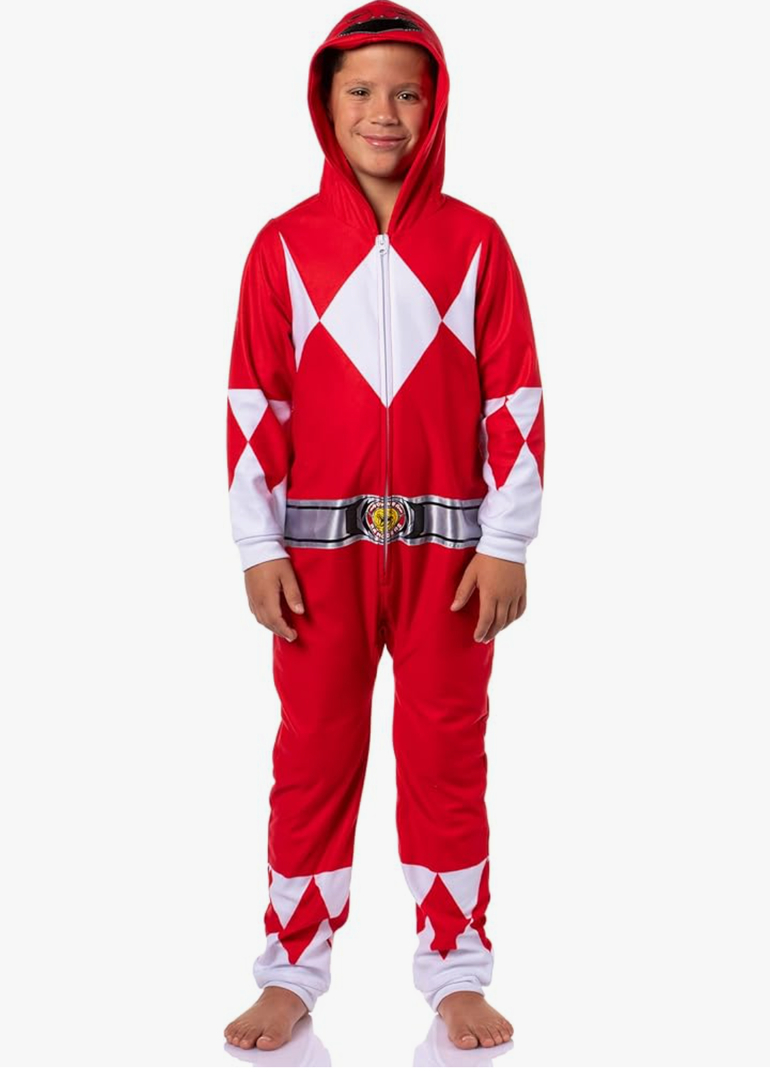 Mighty Morphin Power Rangers Kids All Character Union Suit Costume Sleep Pajama Loungewear, Size: 4-5