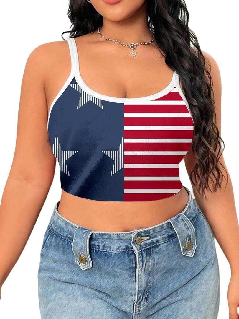 Women's Plus Size Tops USA Shirt Memorial Day Red White and Blue Patriotic Shirts American Flag Graphic Tees (XX-Large, Blue)