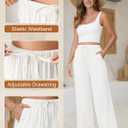 Linen Pants for Women Flowy Palazzo Pants Boho High Waist Wide Leg Trousers Summer Beach Vacation Outfits 2026 (White, M)